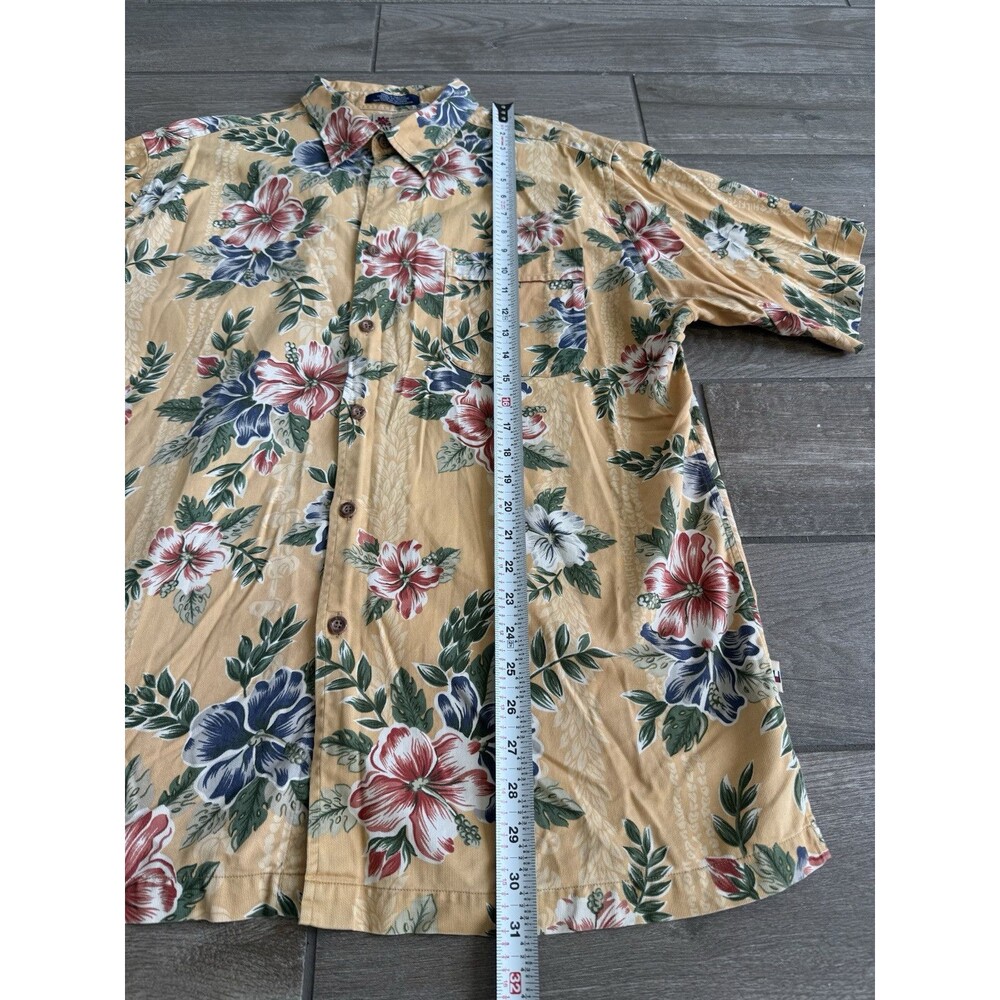 Tommy Hilfiger Hawaiian Shirt Mens Size XL Yellow Floral Short Sleeve Vintage - Picture 5 of 8